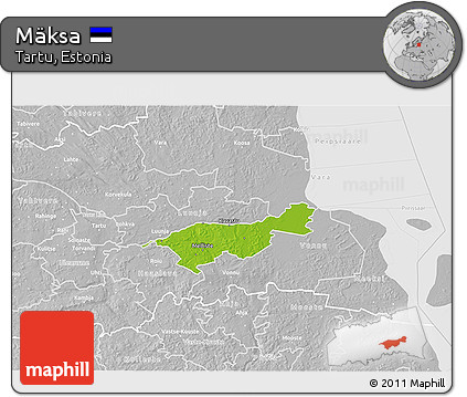 Physical 3D Map of Mäksa, lighten, desaturated