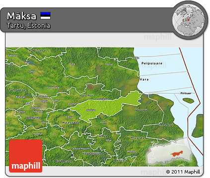 Physical 3D Map of Mäksa, satellite outside