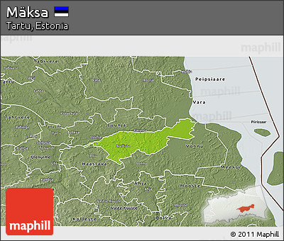 Physical 3D Map of Mäksa, semi-desaturated