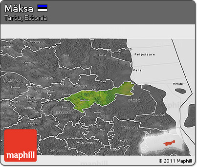 Satellite 3D Map of Mäksa, desaturated