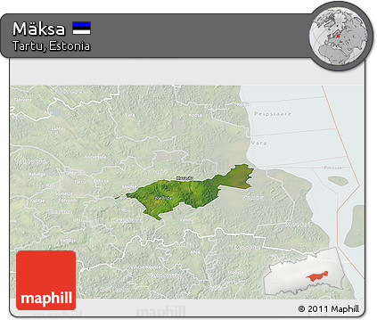 Satellite 3D Map of Mäksa, lighten