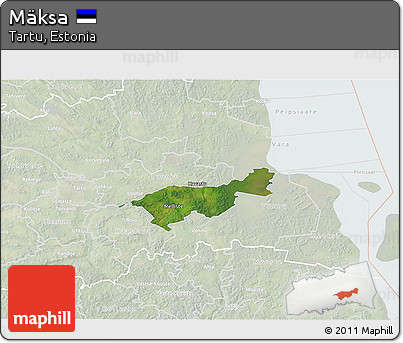 Satellite 3D Map of Mäksa, lighten