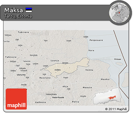 Shaded Relief 3D Map of Mäksa, semi-desaturated