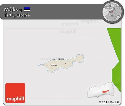 Shaded Relief 3D Map of Mäksa, single color outside