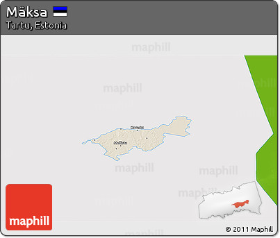 Shaded Relief 3D Map of Mäksa, single color outside