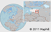 Gray Location Map of Mäksa, highlighted country, highlighted parent region, hill shading