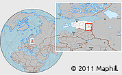 Gray Location Map of Mäksa, highlighted country, hill shading