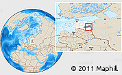 Shaded Relief Location Map of Mäksa, highlighted country, highlighted parent region