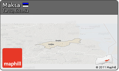 Shaded Relief Panoramic Map of Mäksa, lighten, semi-desaturated