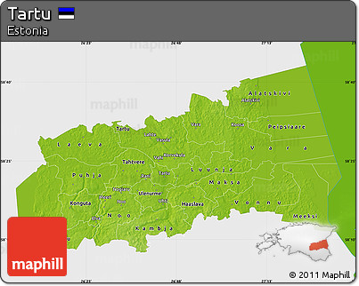 Physical Map of Tartu, single color outside