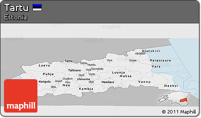 Gray Panoramic Map of Tartu, single color outside
