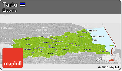 Physical Panoramic Map of Tartu, lighten, desaturated