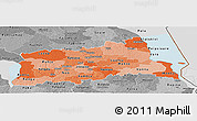 Political Shades Panoramic Map of Tartu, desaturated