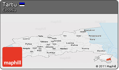 Silver Style Panoramic Map of Tartu, single color outside