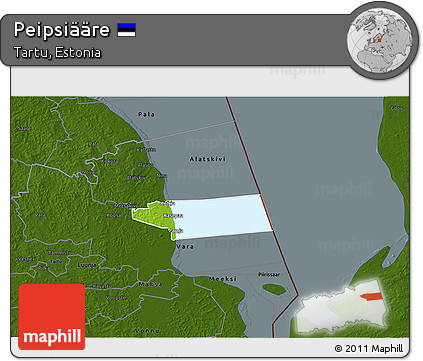 Physical 3D Map of Peipsiääre, darken