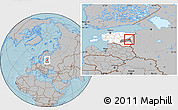 Gray Location Map of Peipsiääre, highlighted country, highlighted parent region, hill shading