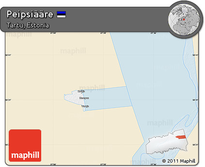 Classic Style Map of Peipsiääre, single color outside