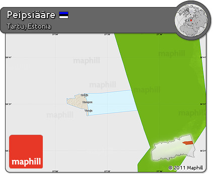 Shaded Relief Map of Peipsiääre, single color outside