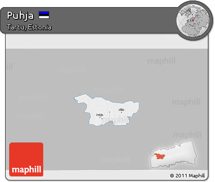 Gray 3D Map of Puhja, single color outside