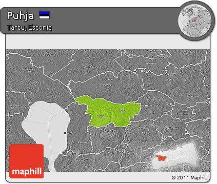 Physical 3D Map of Puhja, desaturated