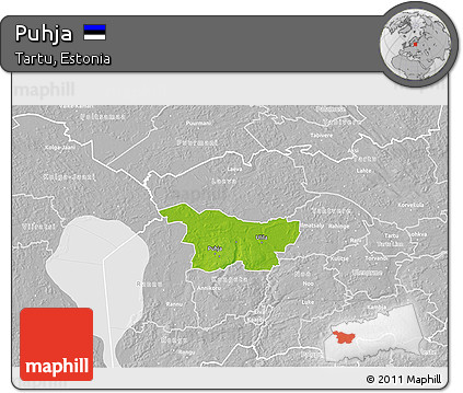 Physical 3D Map of Puhja, lighten, desaturated