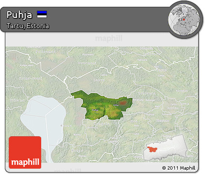 Satellite 3D Map of Puhja, lighten