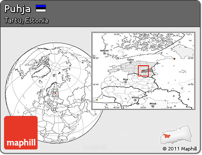 Blank Location Map of Puhja, highlighted country, highlighted parent region