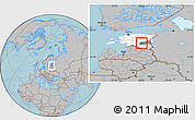 Gray Location Map of Puhja, highlighted country, highlighted parent region, hill shading