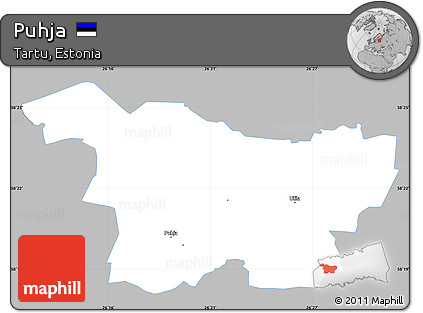 Gray Simple Map of Puhja, single color outside