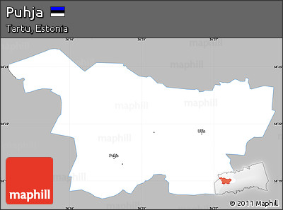 Gray Simple Map of Puhja, single color outside