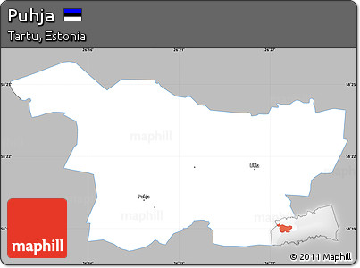 Gray Simple Map of Puhja, single color outside