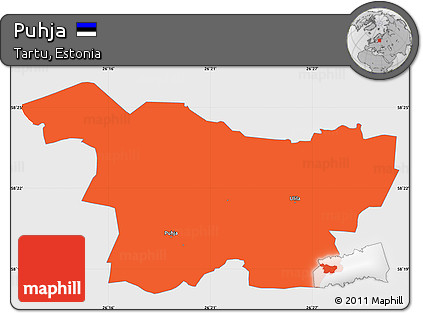 Political Simple Map of Puhja, single color outside