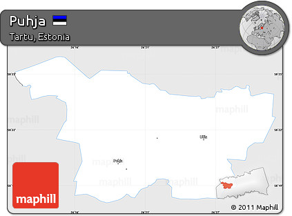 Silver Style Simple Map of Puhja, single color outside