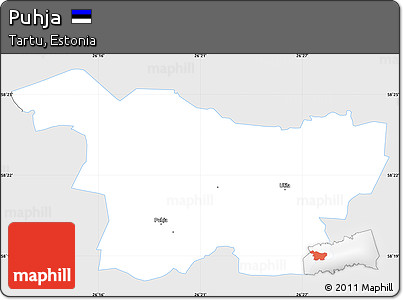 Silver Style Simple Map of Puhja, single color outside