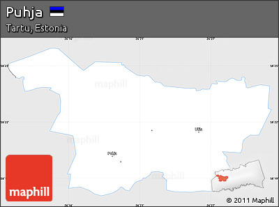 Silver Style Simple Map of Puhja, single color outside