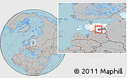 Gray Location Map of Rannu, highlighted country, highlighted parent region, within the entire country, hill shading