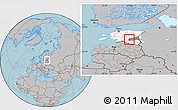 Gray Location Map of Rannu, highlighted country, highlighted parent region, hill shading