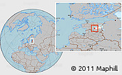 Gray Location Map of Rannu, highlighted parent region, within the entire country, hill shading