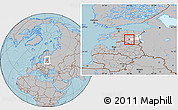 Gray Location Map of Rannu, highlighted parent region, hill shading