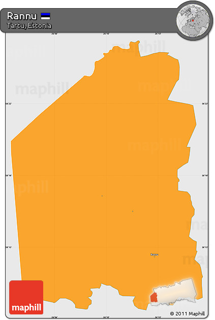 Political Simple Map of Rannu, single color outside