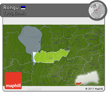 Physical 3D Map of Rongu, darken