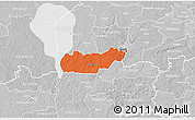 Political 3D Map of Rongu, lighten, desaturated