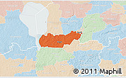 Political 3D Map of Rongu, lighten