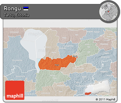Political 3D Map of Rongu, lighten, semi-desaturated
