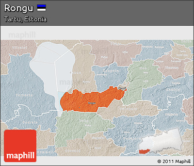 Political 3D Map of Rongu, lighten, semi-desaturated