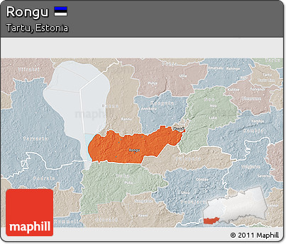 Political 3D Map of Rongu, lighten, semi-desaturated