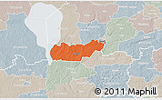 Political 3D Map of Rongu, lighten, semi-desaturated