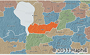 Political 3D Map of Rongu, semi-desaturated