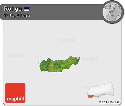 Satellite 3D Map of Rongu, single color outside