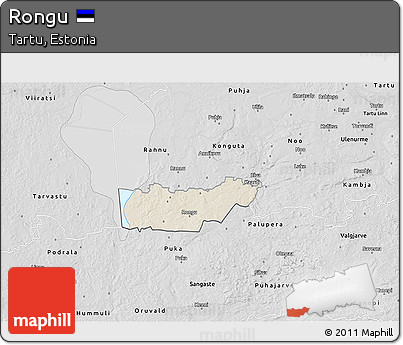 Shaded Relief 3D Map of Rongu, desaturated
